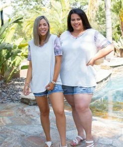 Boutique Simplified Crystal Geode Short Sleeve Top