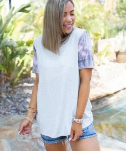 Boutique Simplified Crystal Geode Short Sleeve Top