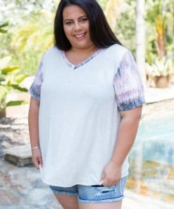 Boutique Simplified Crystal Geode Short Sleeve Top