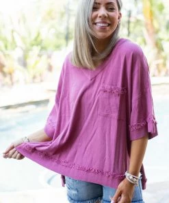 Boutique Simplified Frayed To Perfection In Raspberry