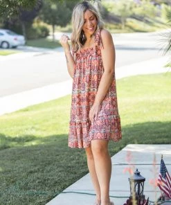 Boutique Simplified Bohemian Rhapsody Ruffle Hem Dress
