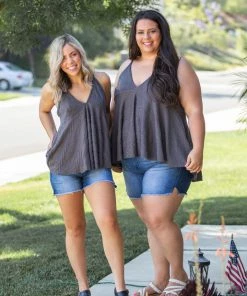 Boutique Simplified My Charcoal Empire Sweater Tank