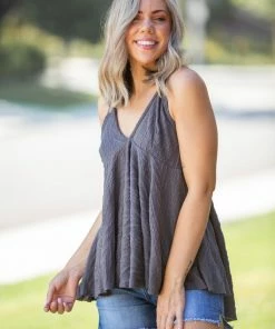 Boutique Simplified My Charcoal Empire Sweater Tank