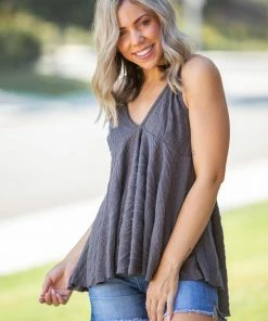Boutique Simplified My Charcoal Empire Sweater Tank