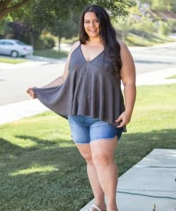 Boutique Simplified My Charcoal Empire Sweater Tank