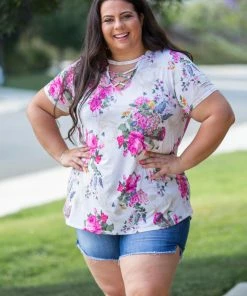 Boutique Simplified Peonies Criss Cross Top 16 Boutique Simplified Peonies Criss Cross Top