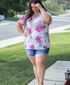 Boutique Simplified Peonies Criss Cross Top 17 Boutique Simplified Peonies Criss Cross Top