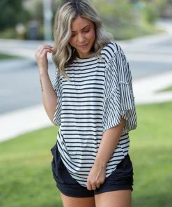 Boutique Simplified Fly Away With Me Ruffle Sleeve Top