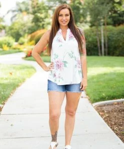 Boutique Simplified Pop Of Floral Sleeveless Gabby