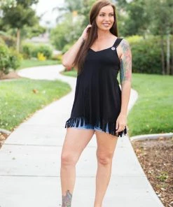 Boutique Simplified Fringed To Perfection Tunic