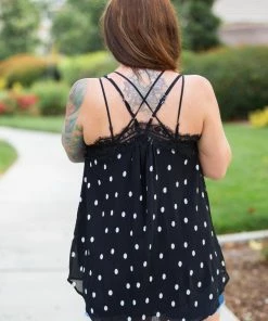 Boutique Simplified Dotting Around Lace Trim Cami