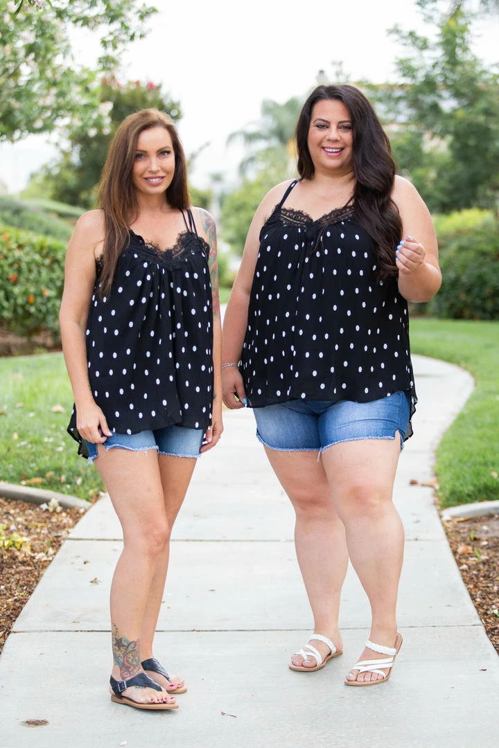 Boutique Simplified Dotting Around Lace Trim Cami 3 Boutique Simplified Dotting Around Lace Trim Cami