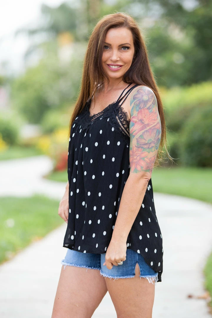 Boutique Simplified Dotting Around Lace Trim Cami 4 Boutique Simplified Dotting Around Lace Trim Cami