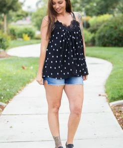 Boutique Simplified Dotting Around Lace Trim Cami 12 Boutique Simplified Dotting Around Lace Trim Cami