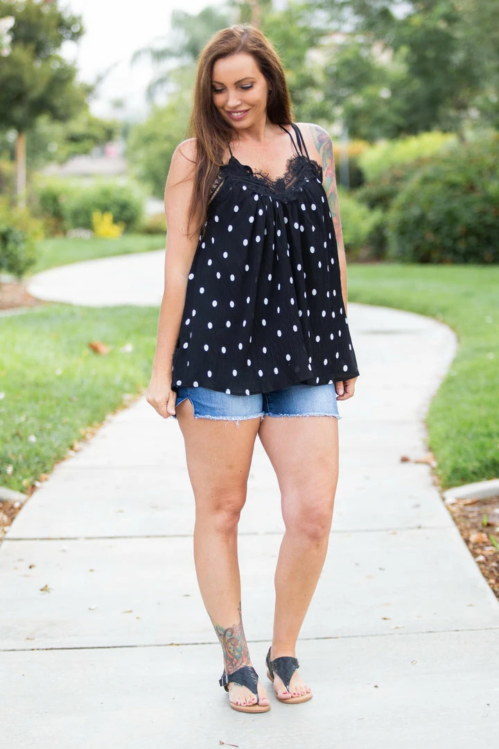 Boutique Simplified Dotting Around Lace Trim Cami 5 Boutique Simplified Dotting Around Lace Trim Cami