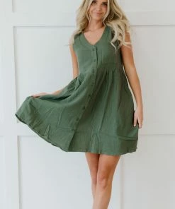 Trendsi Apparel Farmers' Market Button-Up Sleeveless Dress