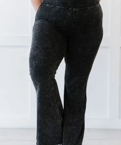 Trendsi Cloud Walker Full Size Acid Wash Raw Hem Flare Pants Apparel