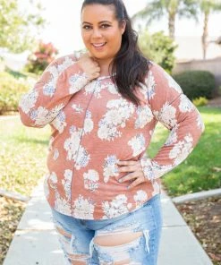 Boutique Simplified Rustic Floral Long Sleeve Top