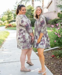 Boutique Simplified Olive Martini Swing Dress