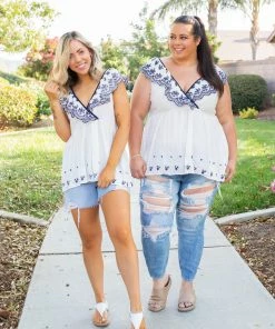 Boutique Simplified Doesn't Get Any Better Embroidered Top