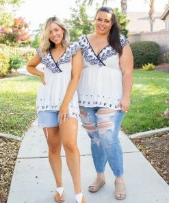 Boutique Simplified Doesn't Get Any Better Embroidered Top