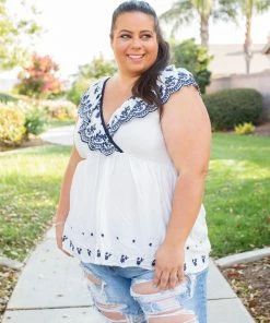 Boutique Simplified Doesn't Get Any Better Embroidered Top