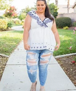 Boutique Simplified Doesn't Get Any Better Embroidered Top