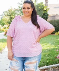 Boutique Simplified Polka My Dot Short Sleeve Top