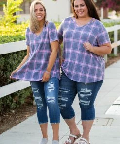 Boutique Simplified Country Club Plaid Short Sleeve