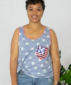 Trendsi Apparel Star Printed Sequin Pocket Tank