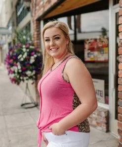 No Ship Drop Ship Leopard In Lipstick Sleeveless Top 3X