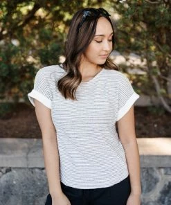 No Ship Drop Ship 2X Say It Isn't So Striped Knit Top