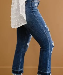 Trendsi RISEN Chloe Shadow Hem Distressed Straight Leg Jeans Apparel