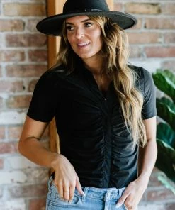 Trendsi I'm All Yours Ruched V-Neck Top