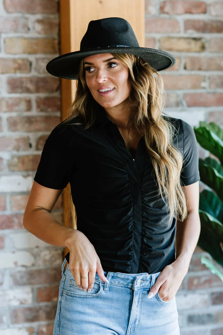 Trendsi I'm All Yours Ruched V-Neck Top 2 Trendsi I'm All Yours Ruched V-Neck Top