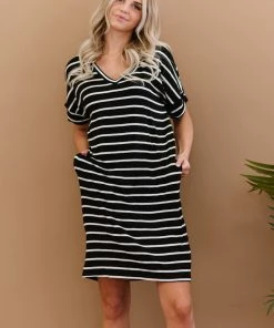 Trendsi Carefree Confidence Striped T-Shirt Dress Apparel
