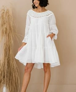 Trendsi Up, Up, And Away Tiered Crochet Trim Dress Apparel