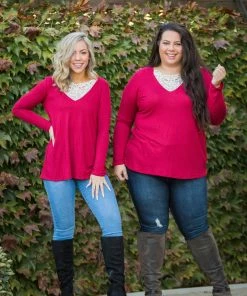 Boutique Simplified Entwined With You Long Sleeve Top In Red