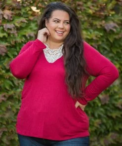 Boutique Simplified Entwined With You Long Sleeve Top In Red