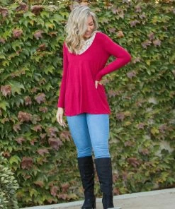 Boutique Simplified Entwined With You Long Sleeve Top In Red