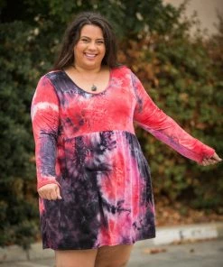 Boutique Simplified You're My Muse Dress In Black & Red Tie Dye