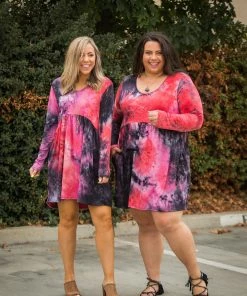 Boutique Simplified You're My Muse Dress In Black & Red Tie Dye