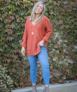 Boutique Simplified Terracotta Sweater Tunic 2X