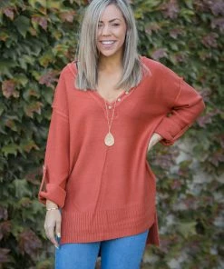 Boutique Simplified Terracotta Sweater Tunic 2X