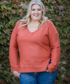 Boutique Simplified Terracotta Sweater Tunic 2X