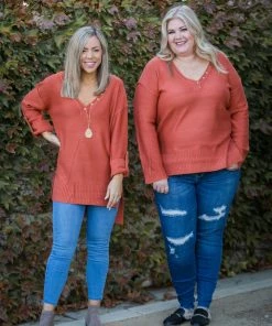 Boutique Simplified Terracotta Sweater Tunic 2X