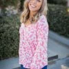 Boutique Simplified Pretty In Pink Waffle Knit Top