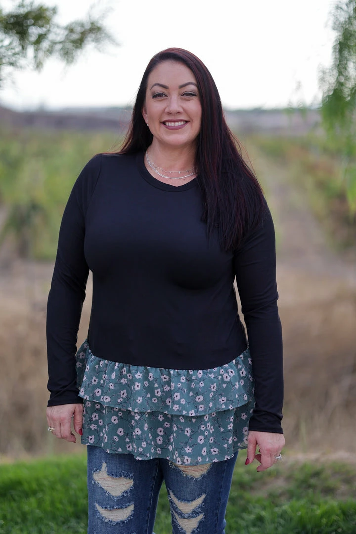 Boutique Simplified Winter Blooms Peplum Top 4 Boutique Simplified Winter Blooms Peplum Top