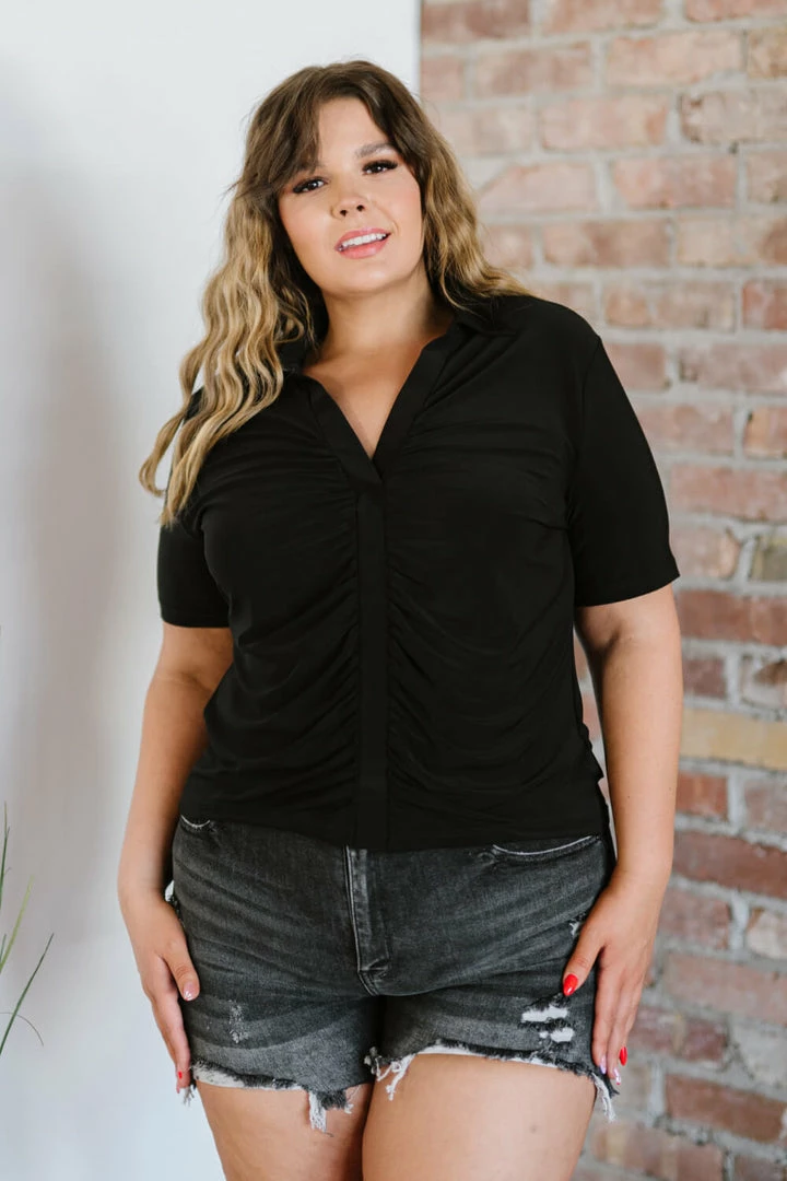 Trendsi I'm All Yours Ruched V-Neck Top 11 Trendsi I'm All Yours Ruched V-Neck Top