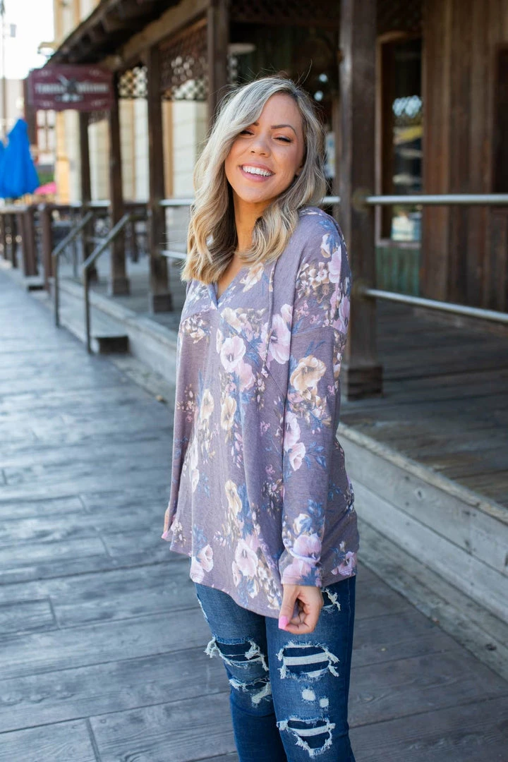 Boutique Simplified Dusty Lavender Floral Hoodie 9 Boutique Simplified Dusty Lavender Floral Hoodie